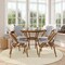 Flash Furniture Lourdes French Bistro 31.5in. Table, White and Navy PE Rattan, Glass Top w/4 Stack Chairs - Natural SDA-AD641012-80-4001-F-WHNVY-NAT-GG - alternate 1